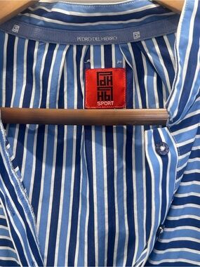 Pedro del Hierro Blue & White Striped Mini Dress